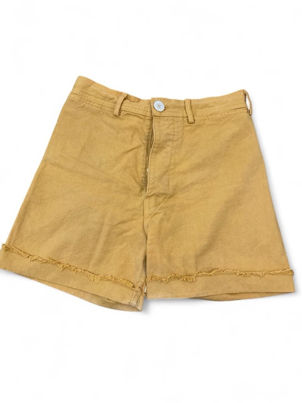 Jesse Kamm Cutoff Shorts Women’s 6 Mustard High-Rise Cotton